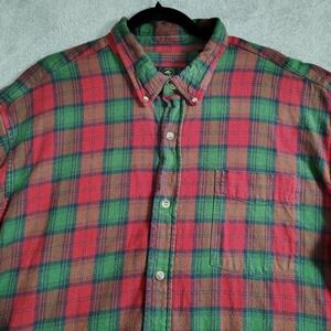 Red Plaid Mens 2X‎ Flannel Shirt  Button Down Traditional Fit OUTDOORS Brawny